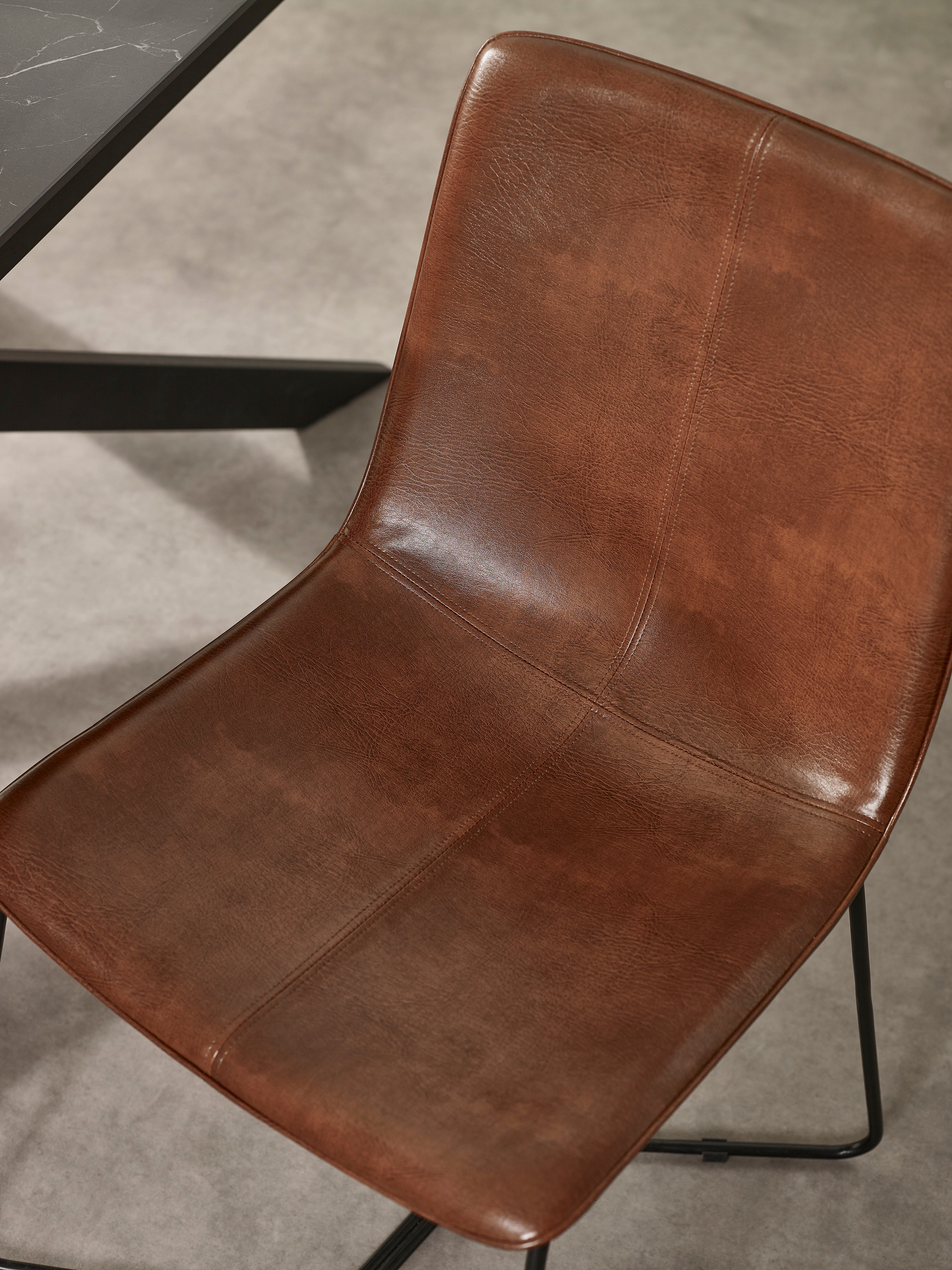 Joren Tan Brown PU Leather Dining Chairs (Set of 2) – Julian Bowen, view 6