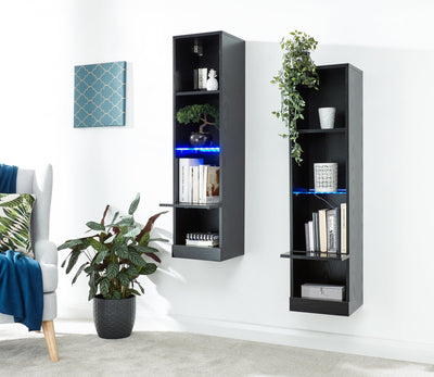 Galicia Tall Shelf Unit With Led Black – GFW, view 11