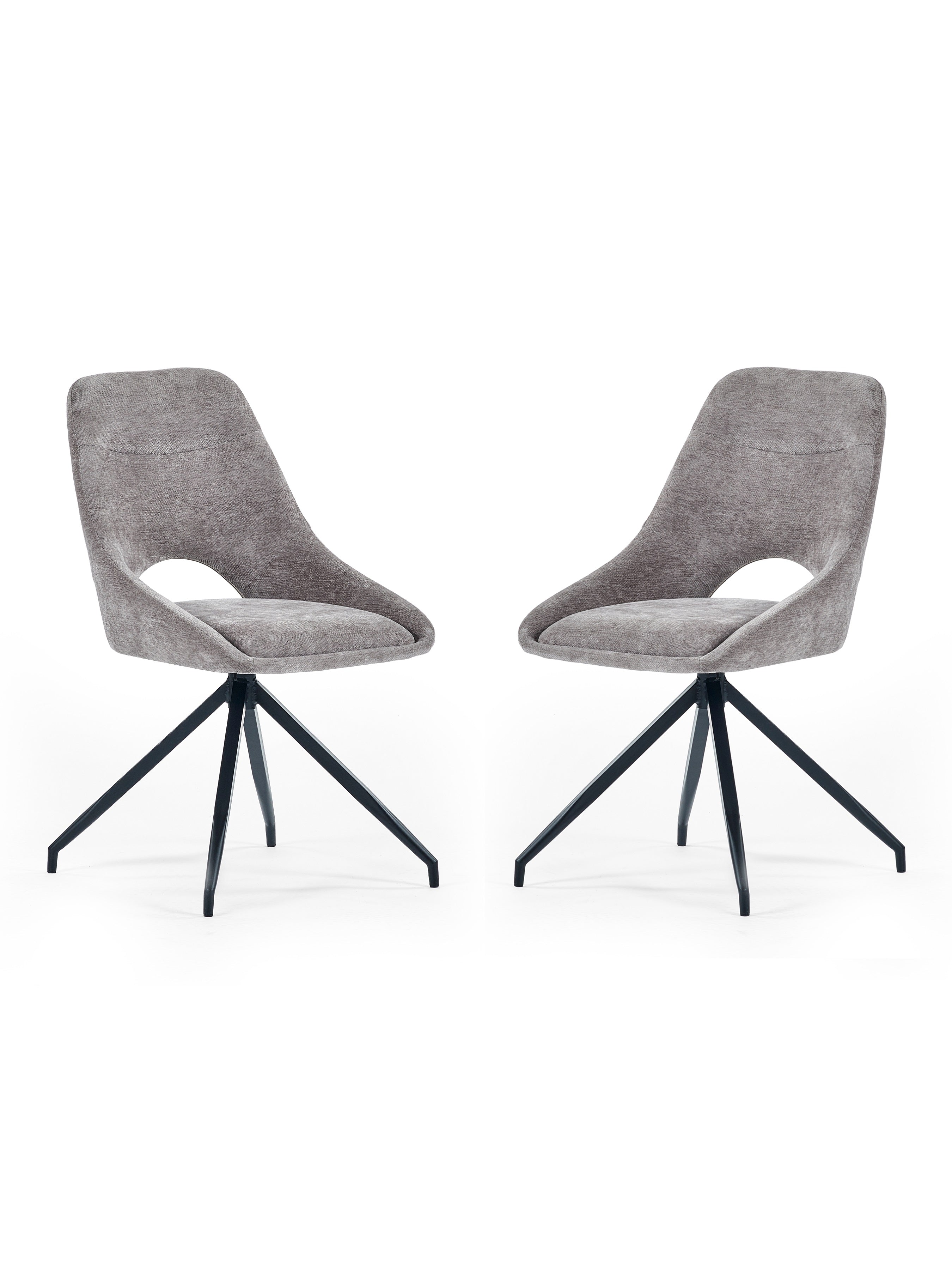 Jonah Grey Chenille Upholstered Dining Chairs (Set of 2) – Julian Bowen