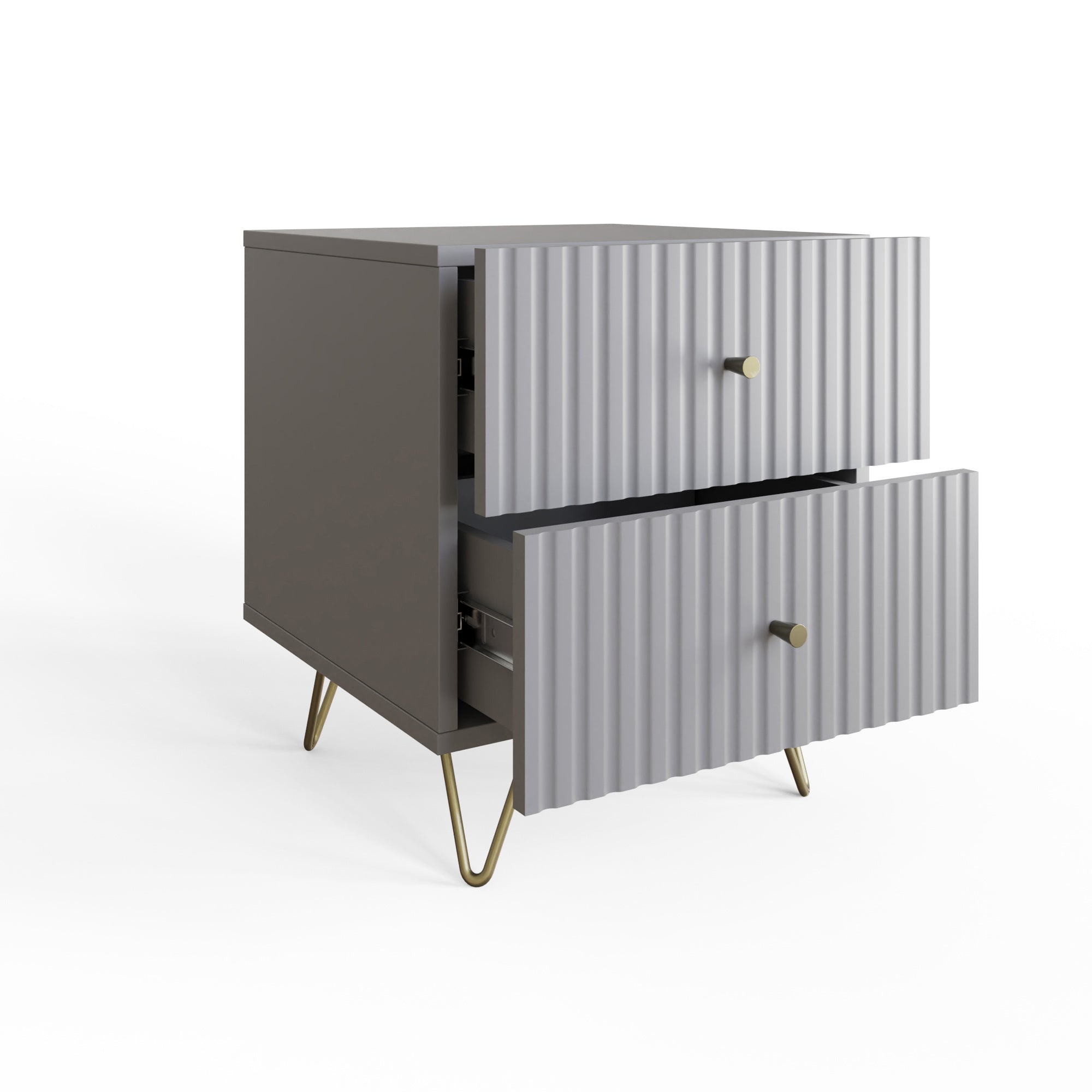 Thalia 2 Drawer Bedside Table Pair – Grey