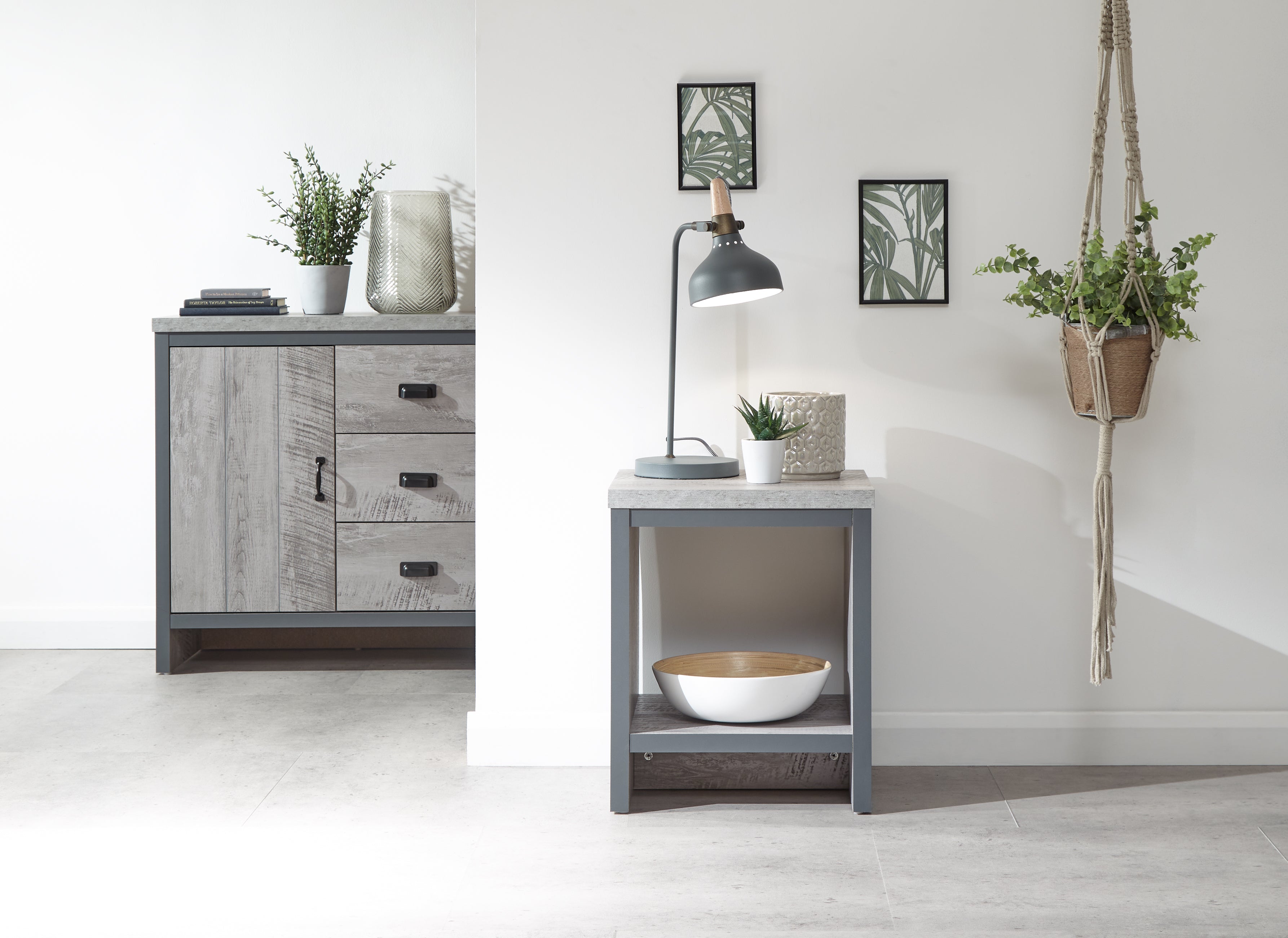 Boston Simple Lamp Table Grey – GFW, view 2