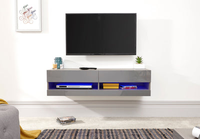 Galicia 120Cm Wall TV Unit With Led Grey – GFW, view 7