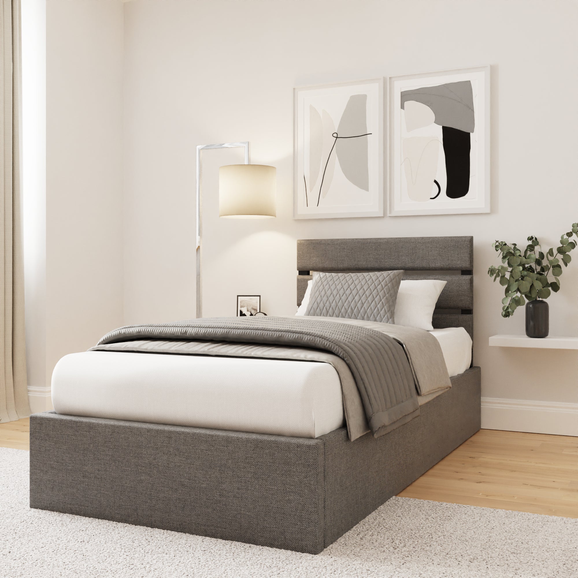 Hudson 90cm End Lift Ottoman Bed – Grey