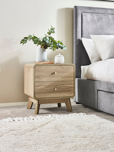 Ingrid 2 Drawer Bedside Oak – Julian Bowen, view 2