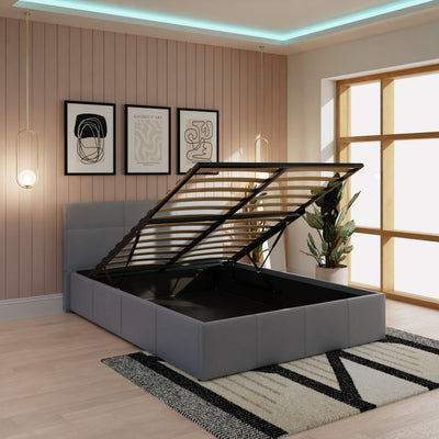End Lift Ottoman Bed Grey Leather – GFW, view 3