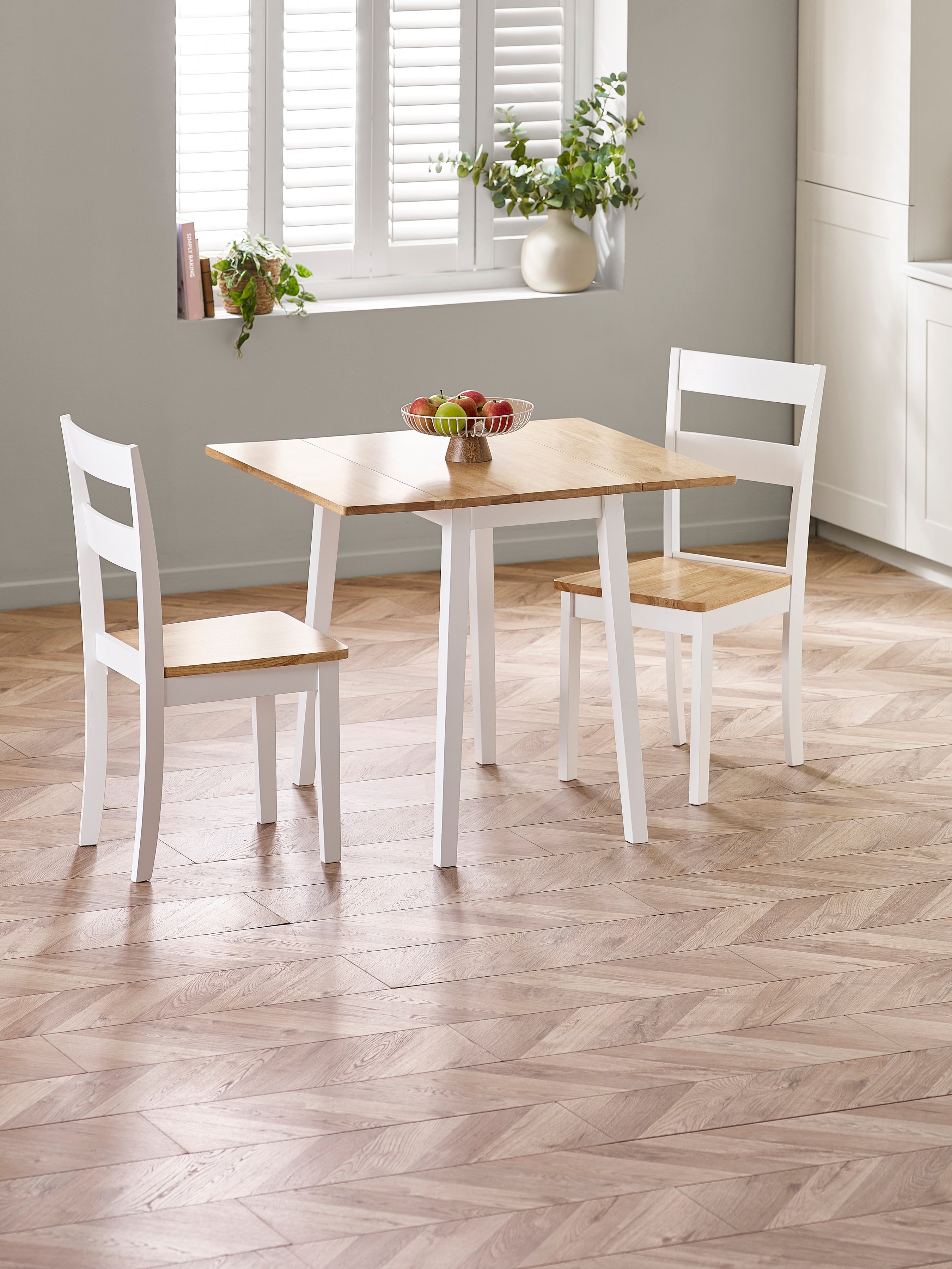 Linwood White and Oak 75cm Drop Leaf Square Extending Dining Table – Julian Bowen, view 9
