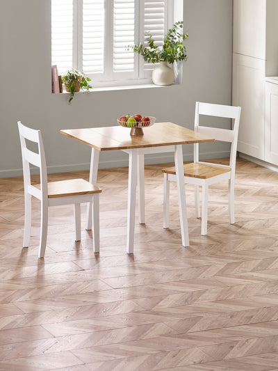Linwood White and Oak 75cm Drop Leaf Square Extending Dining Table – Julian Bowen, view 9