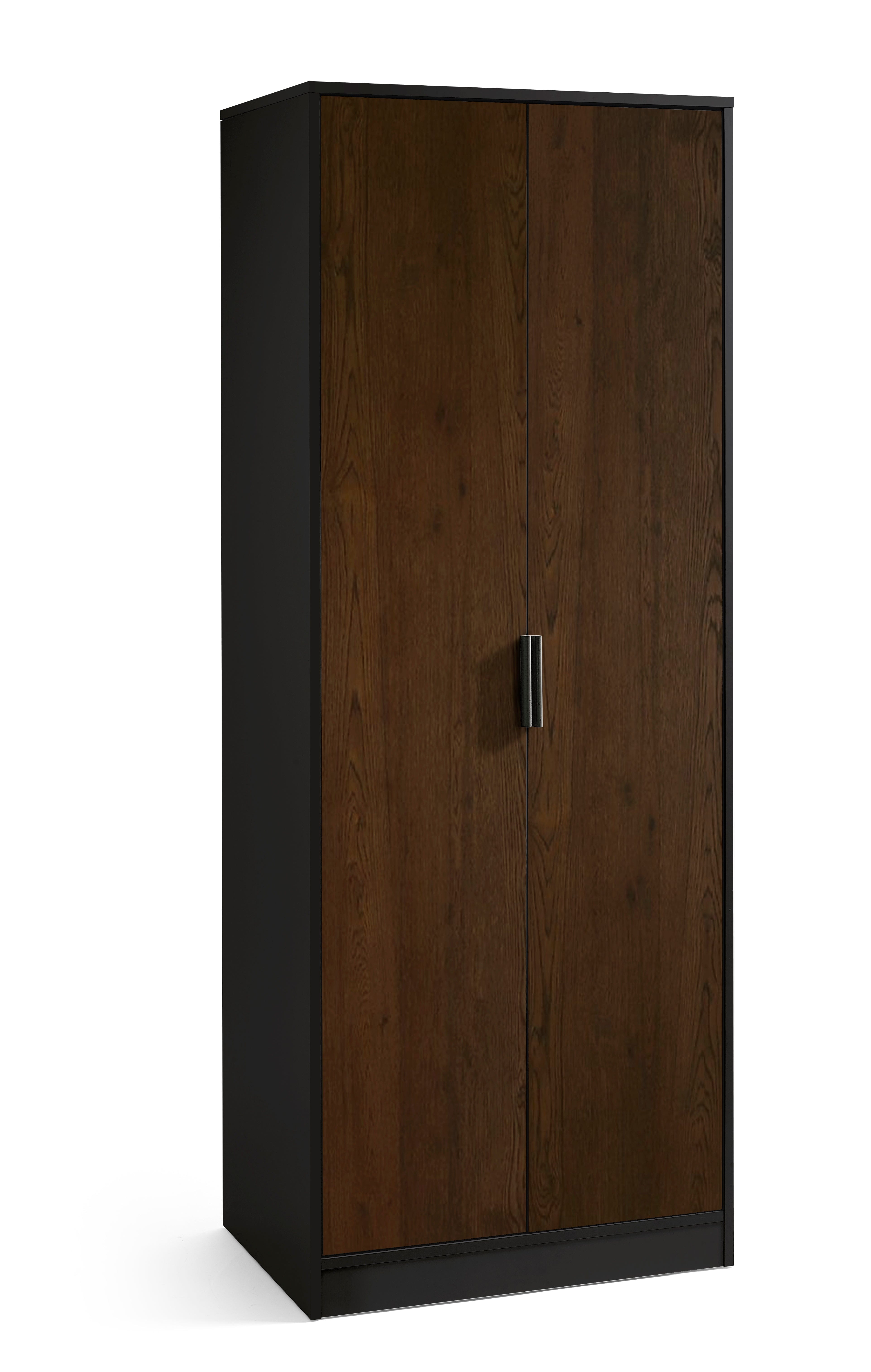 Alba 2 Door Wardrobe - Walnut/Black – Julian Bowen