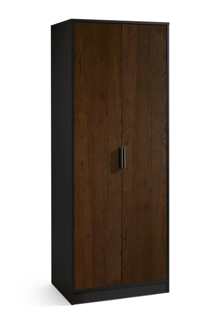 Alba 2 Door Wardrobe - Walnut/Black – Julian Bowen