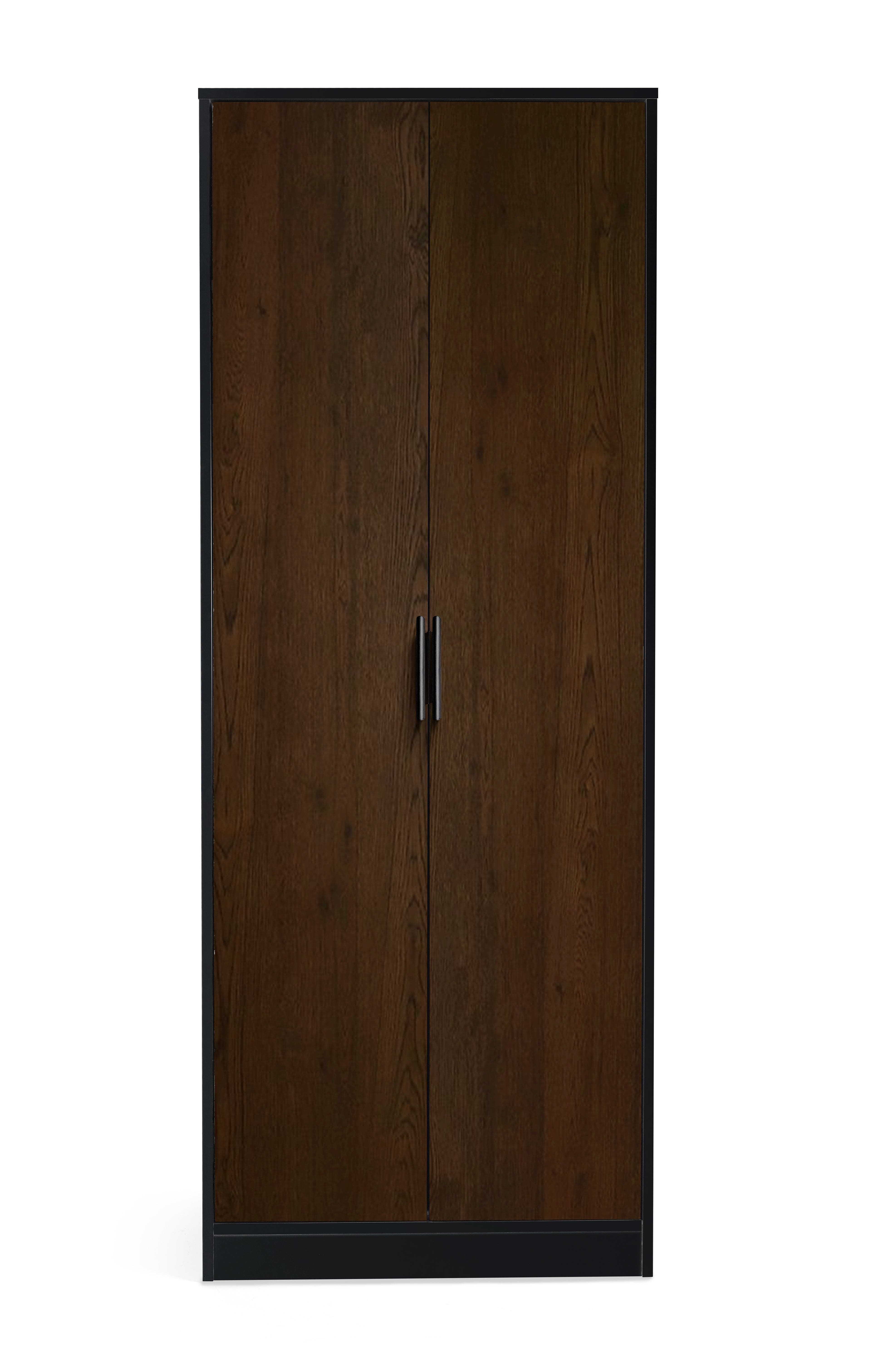 Alba 2 Door Wardrobe - Walnut/Black – Julian Bowen, view 3
