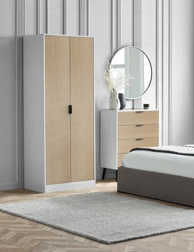 Alba 2 Door Wardrobe - White/Oak – Julian Bowen, view 2