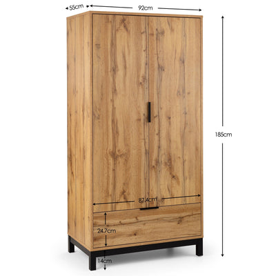 Bali 2 Door 1 Drawer Wardrobe – Julian Bowen, view 3