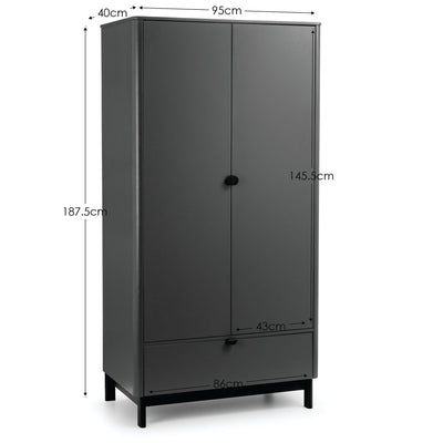 Chloe 2 Door 1 Drawer Wardrobe – Julian Bowen, view 4