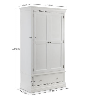 Clermont 2 Door 1 Drawer Wardrobe – Julian Bowen, view 2