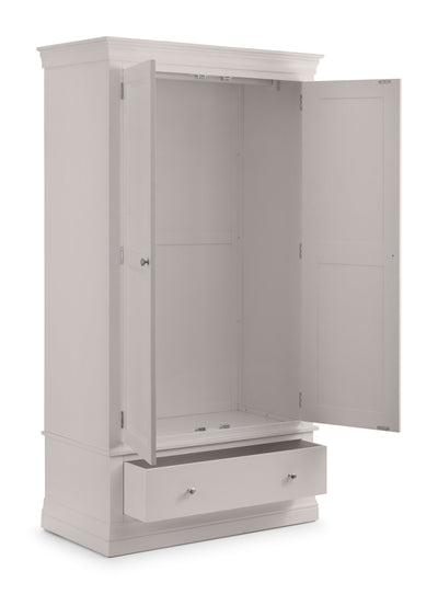 Clermont 2 Door 1 Drawer Wardrobe - Light Grey – Julian Bowen, view 2