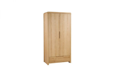 Curve Oak 2 Door 1 Drawer Wardrobe – Julian Bowen