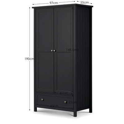 Maine 2 Door Combination Wardrobe - Anthracite – Julian Bowen, view 3