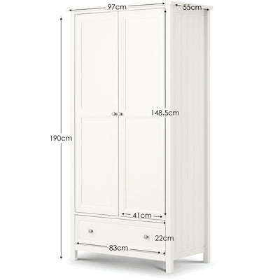 Maine 2 Door Combination Wardrobe - Surf White – Julian Bowen, view 3