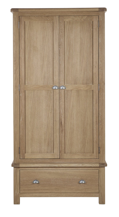 Memphis Limed Oak 2 Door 1 Drawer Wardrobe – Julian Bowen, view 5