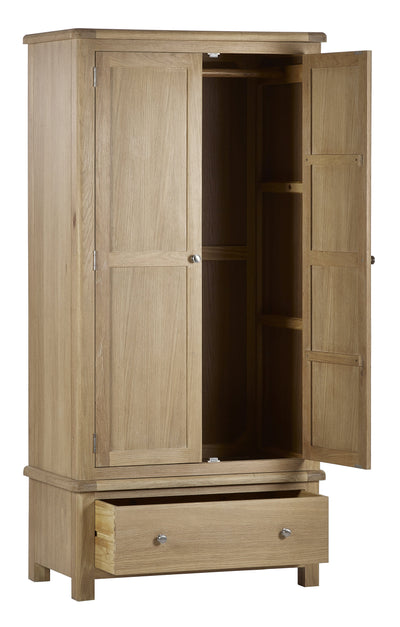 Memphis Limed Oak 2 Door 1 Drawer Wardrobe – Julian Bowen, view 3
