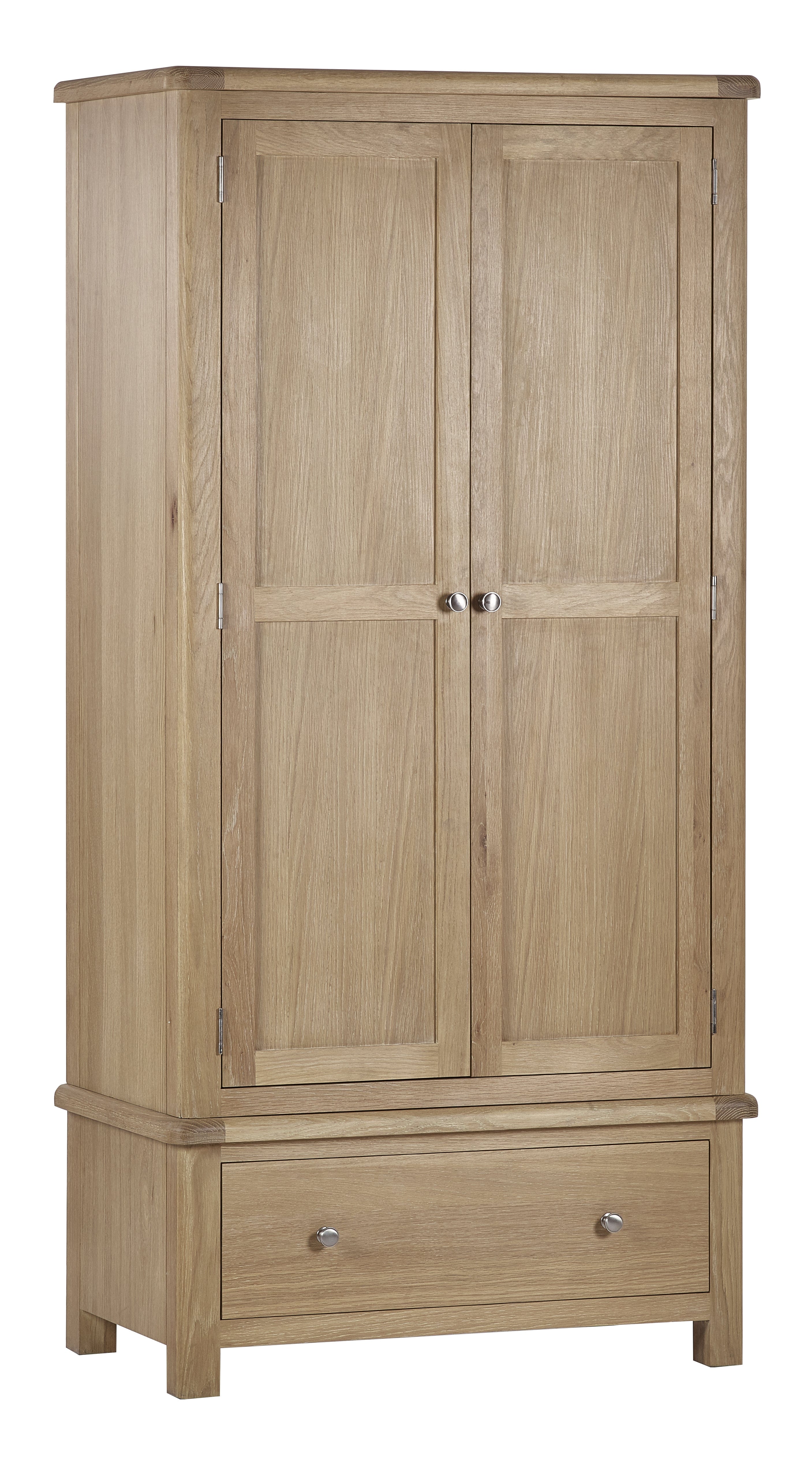 Memphis Limed Oak 2 Door 1 Drawer Wardrobe – Julian Bowen, view 2