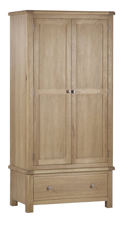 Memphis Limed Oak 2 Door 1 Drawer Wardrobe – Julian Bowen, view 2
