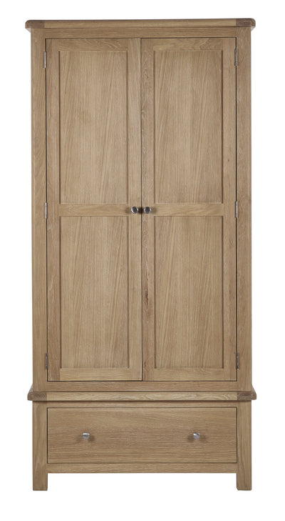 Memphis Limed Oak 2 Door 1 Drawer Wardrobe – Julian Bowen, view 6