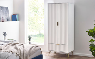 Murano 2 Door 1 Drawer Wardrobe - Matt White – Julian Bowen, view 5