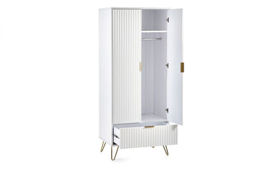 Murano 2 Door 1 Drawer Wardrobe - Matt White – Julian Bowen, view 2