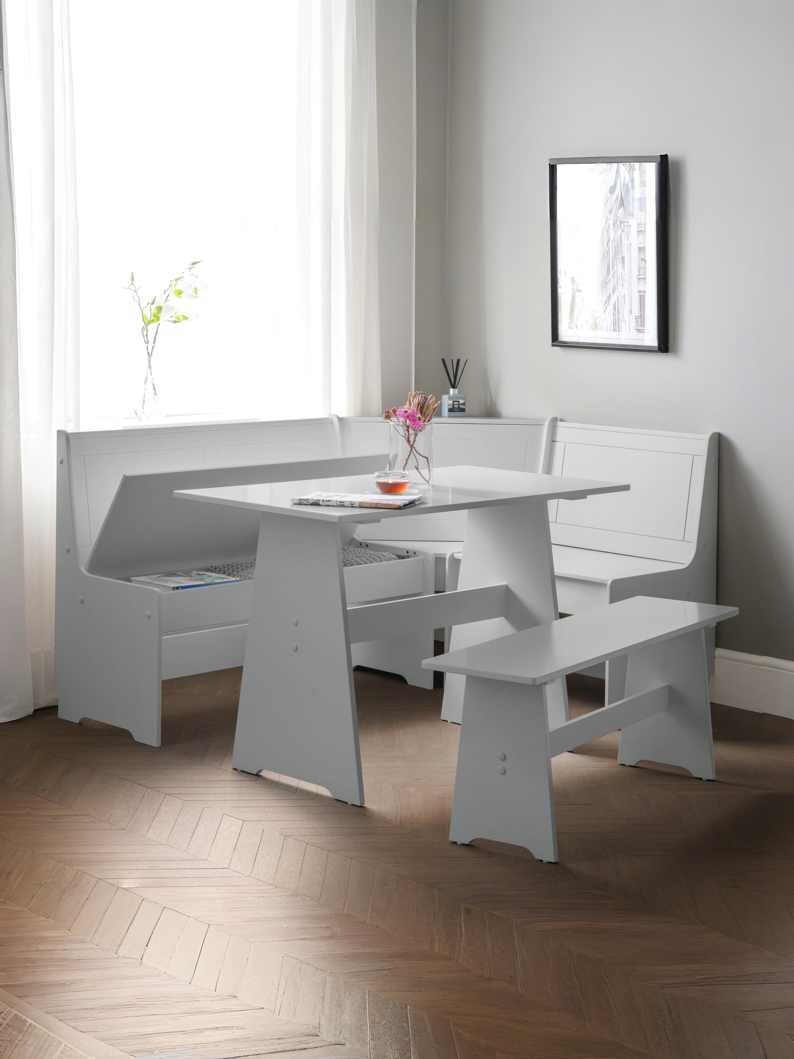 Newport Corner Dining Set With Storage Bench - Dove Grey – Julian Bowen, view 3