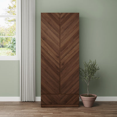 Catania 2 Door 1 Drawer Wardrobe Royal Walnut – GFW, view 2