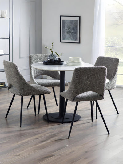 Luca Round Table & 4 Iris Grey Chairs