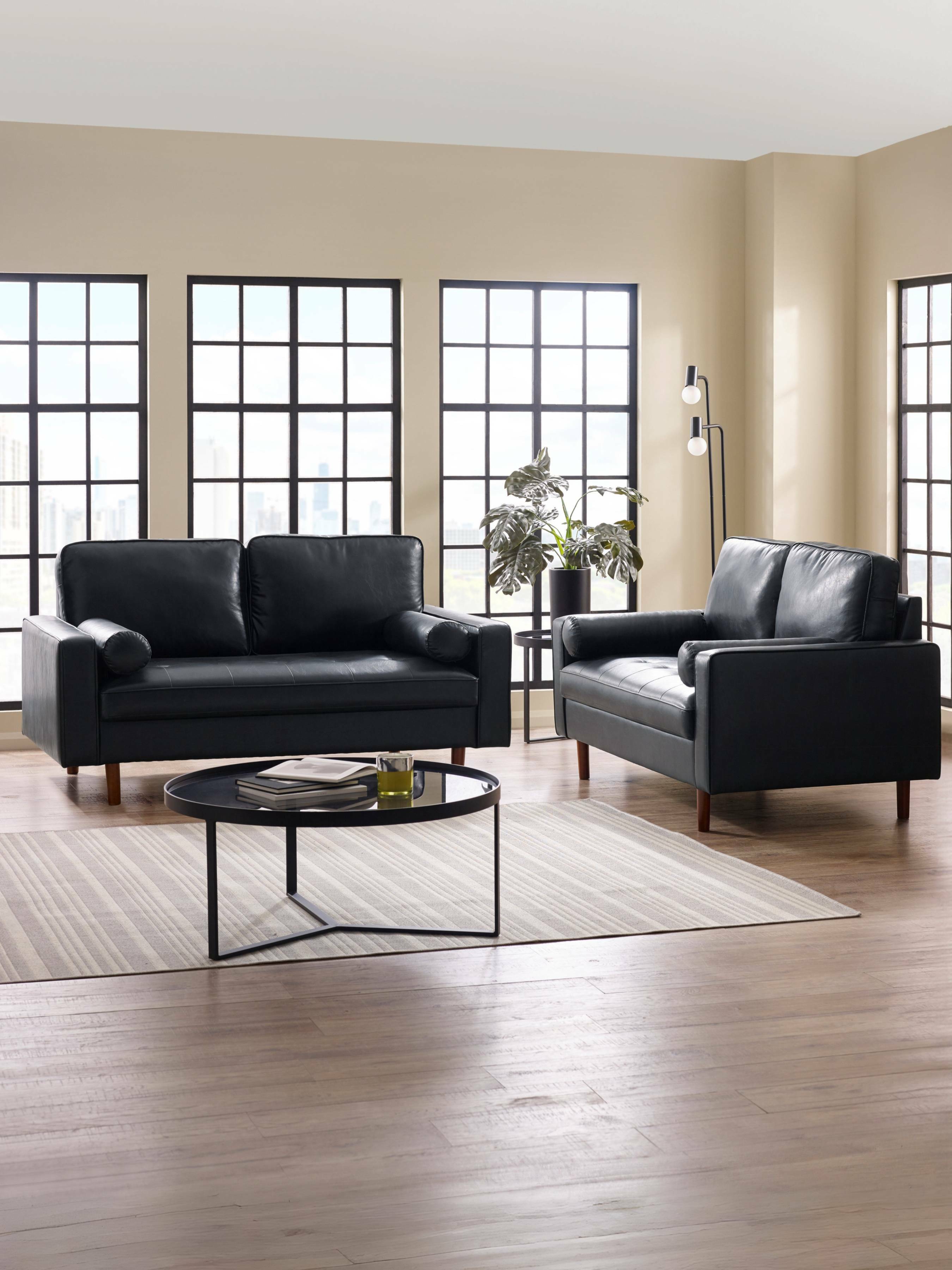 Henley Black Faux Leather 2 Seater Sofa – Julian Bowen, view 11