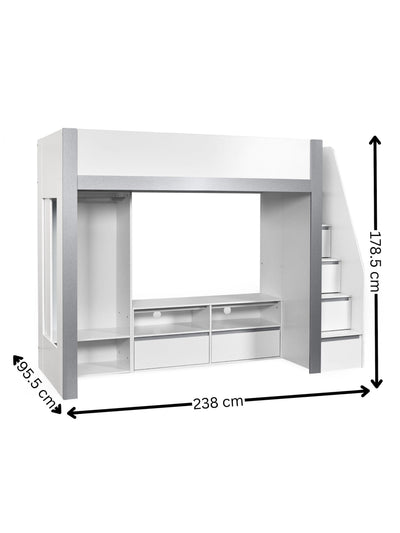 Gaia Highsleeper TV Bed - White and Silver – Julian Bowen, view 7