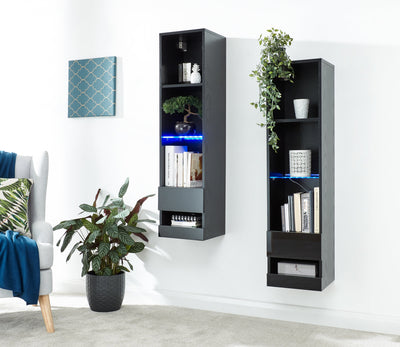Galicia Tall Shelf Unit With Led Black – GFW, view 10