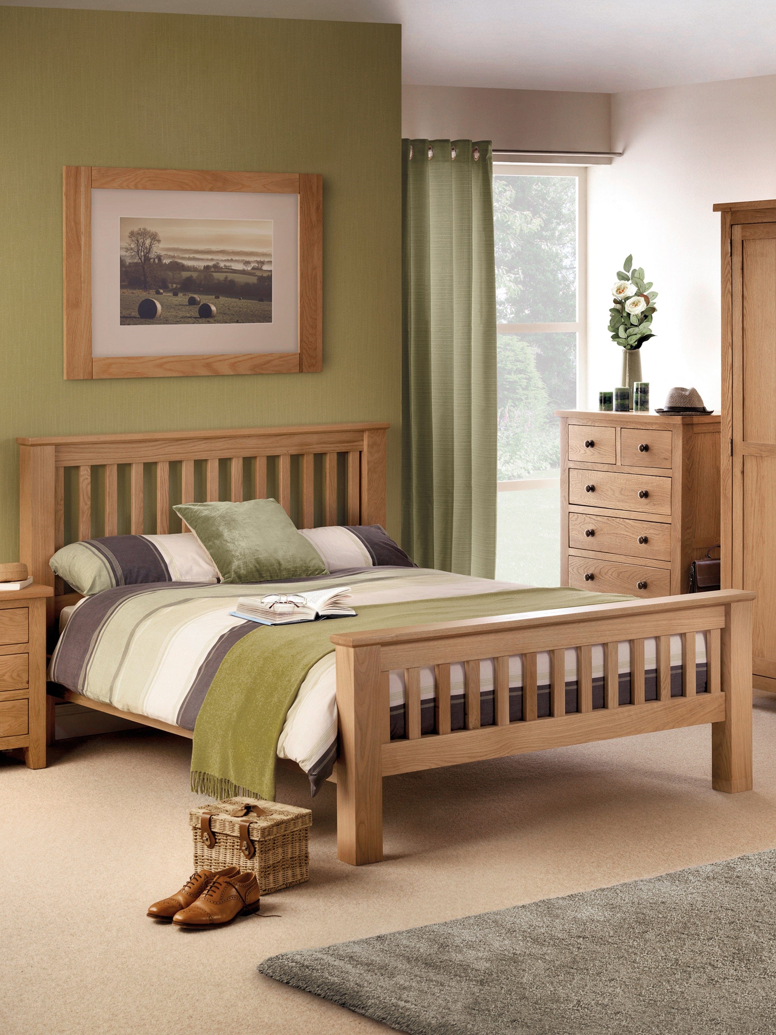 Amsterdam Oak Bed with High Foot End - Wood - Light Oak – Julian Bowen, view 2