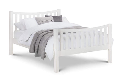 Julian Bowen Wood Bed Double 135cm 4ft 6in Madison Curved Bed In Surf White Double - Wooden Beds - Surf White Bed Kings