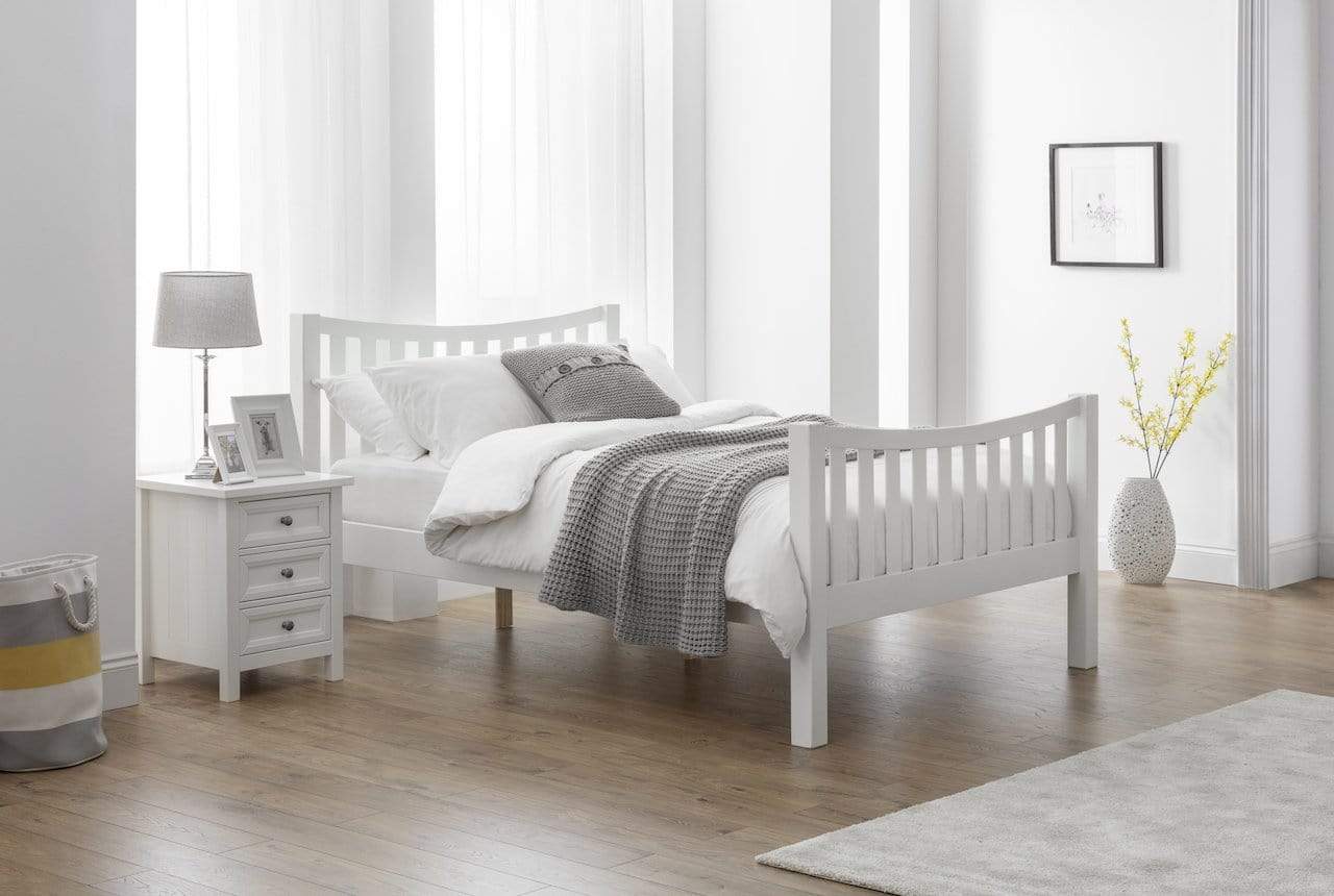 Julian Bowen Wood Bed King 150cm 5ft Madison Curved Bed In Surf White King - Wooden Beds - Surf White Bed Kings