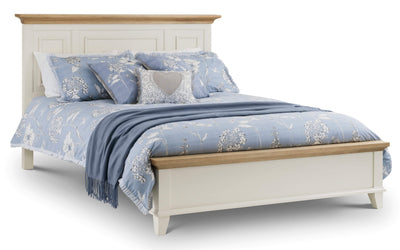Julian Bowen Wood Bed Portland Bed - Wood - Stone White / Oak Bed Kings