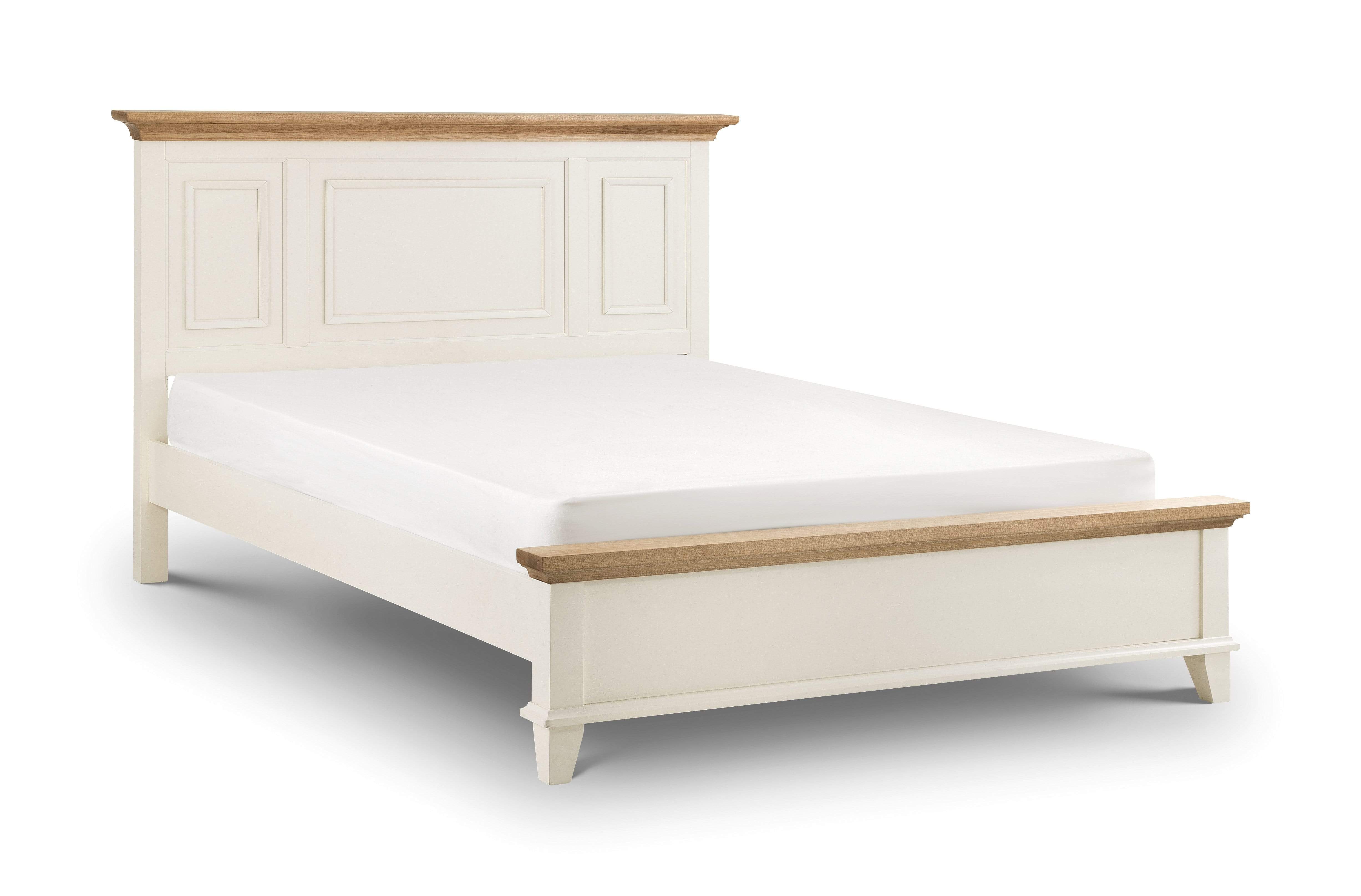 Julian Bowen Wood Bed Portland Bed - Wood - Stone White / Oak Bed Kings