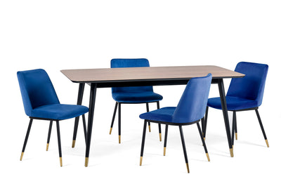 Findlay Rectangular Table and 4 Blue Delaunay Chairs