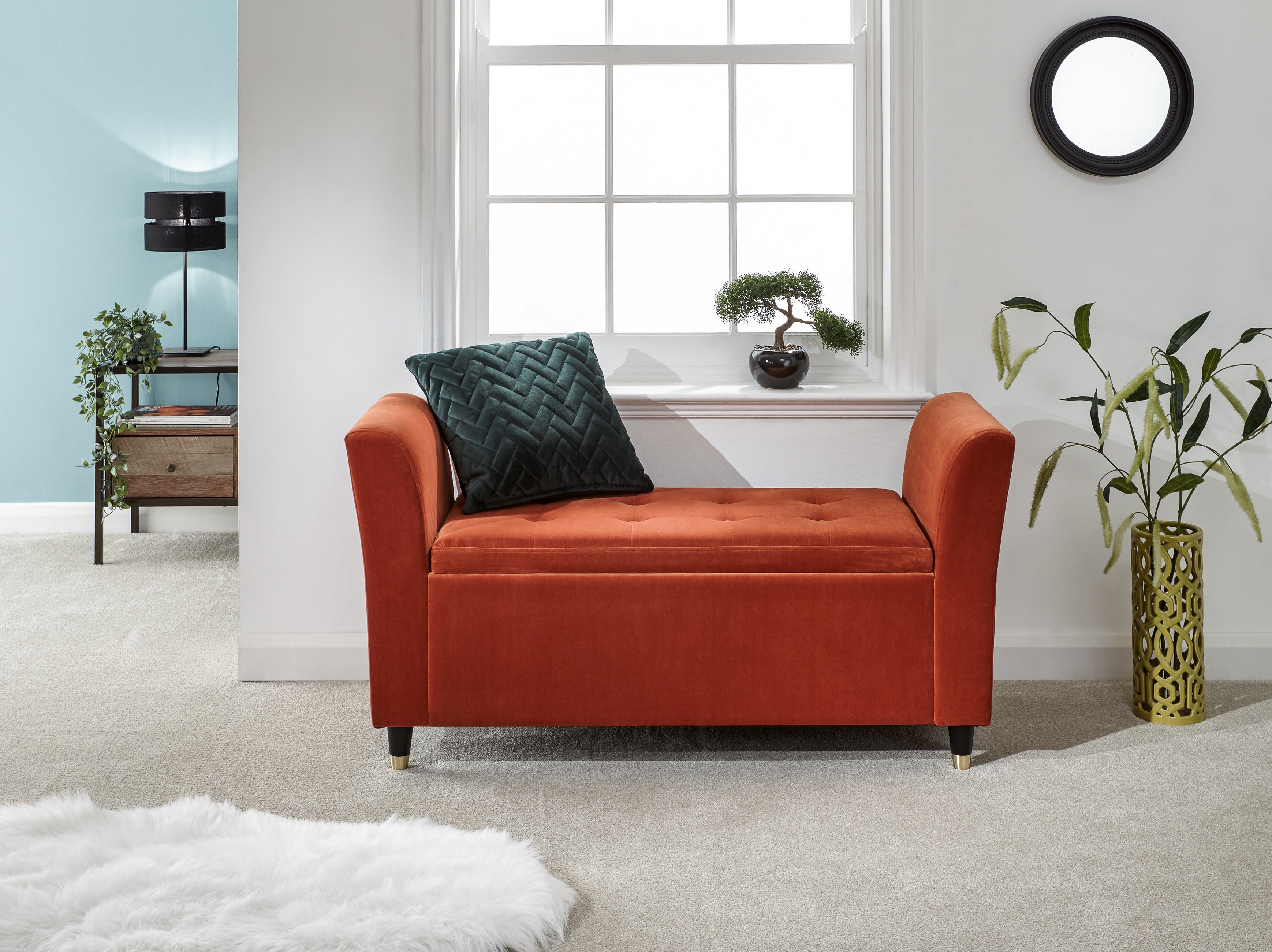 Genoa Window Seat Russet Fabric – GFW, view 2