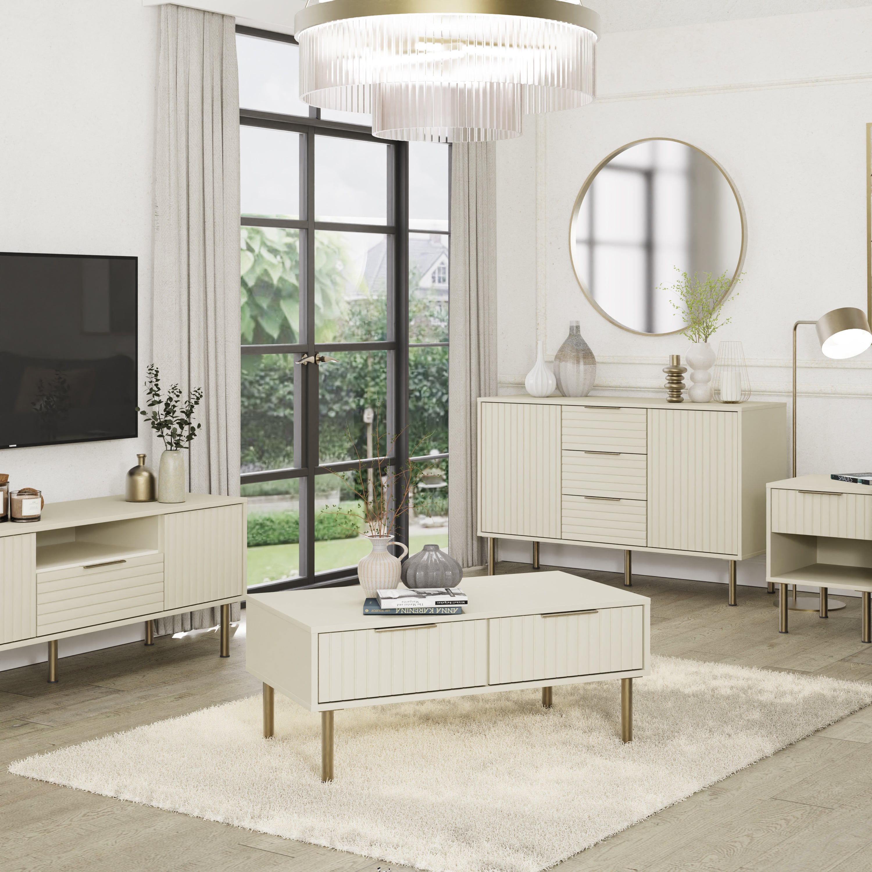 Nervata Lamp Table Ivory – GFW, view 3