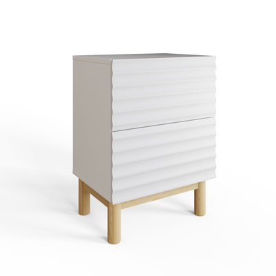 Karla Ribbed 2 Drawer Bedside – White