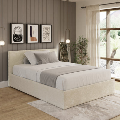End Lift Ottoman 150cm – Cream Crushed Velvet