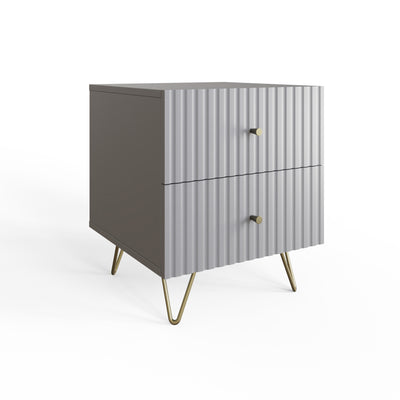 Thalia 2 Drawer Bedside Table – Grey