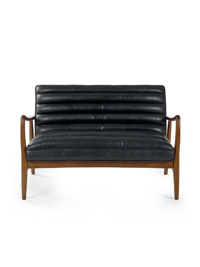 Marshall 2 Seater Sofa - Black Faux Leather – Julian Bowen, view 2