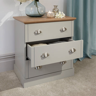 Kendal 3 Drawer Chest Grey – GFW, view 2