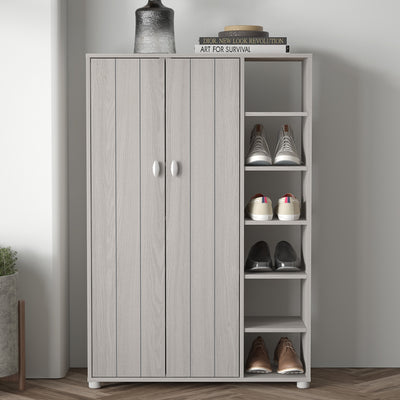 Bideford Tall Shoe Cabinet Warm Grey Oak – GFW, view 2