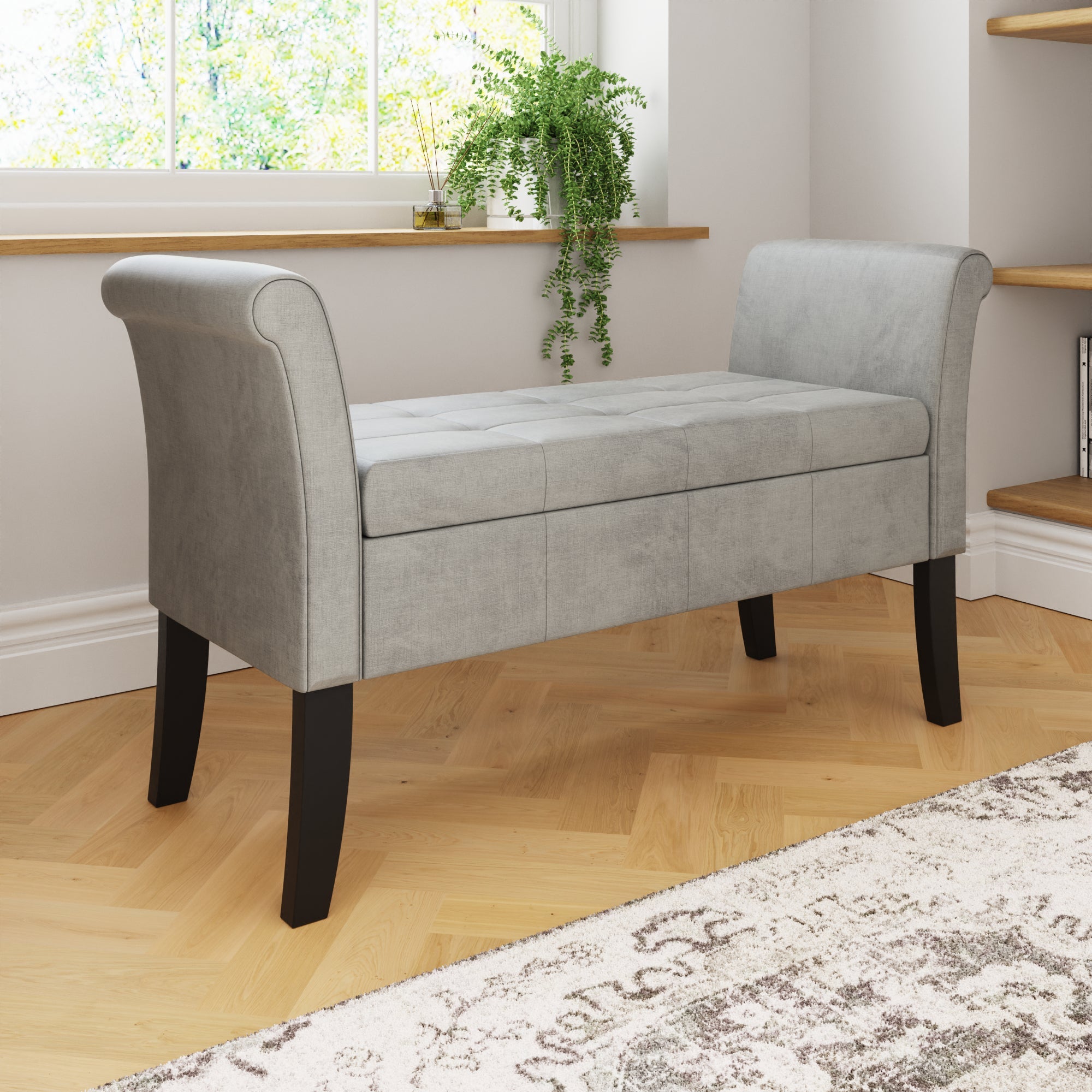 Balmoral Window Seat Grey Chenille – GFW, view 4
